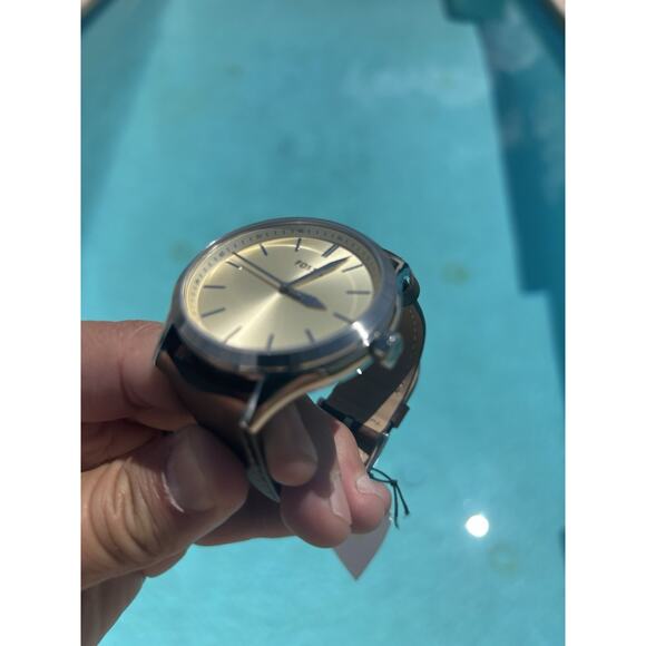 Fossil Fenmore BQ2865 44mm Cream Dial Brown Leather Quartz Watch - Picture 15 of 17